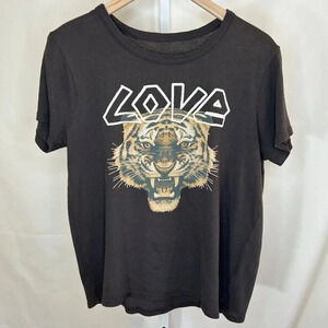 Chaser Love Tiger Size Large Brown Tee Women’s T Shirt Top Casual